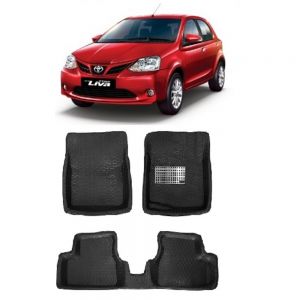 4.5D Car Floor Foot Tray Mats for Etios Liva  - Black